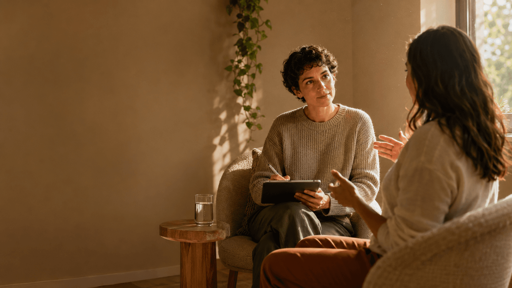 Dietitian coaching a client in the kitchen