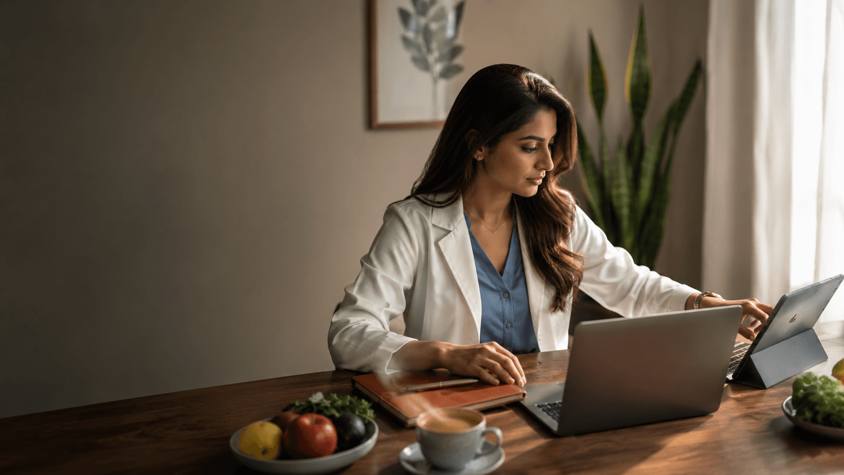 Dietitian taking notes during a one-on-one consultation