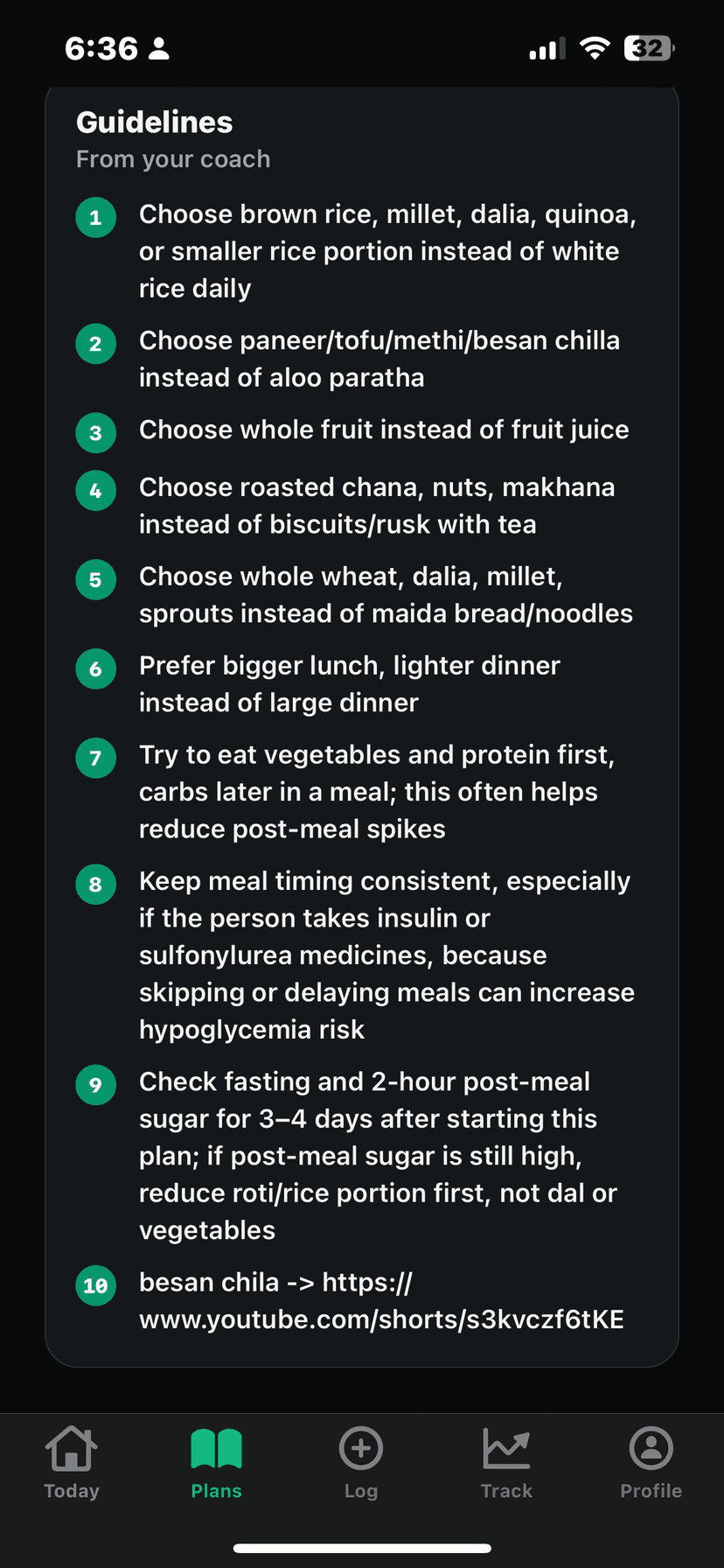 Nutrena guidelines showing Indian food swaps